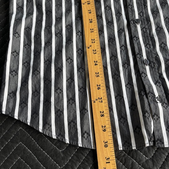 Bugatchi Uomo Shirt Mens Extra Large XL Gray White Striped Patterned Button Up - Picture 11 of 11